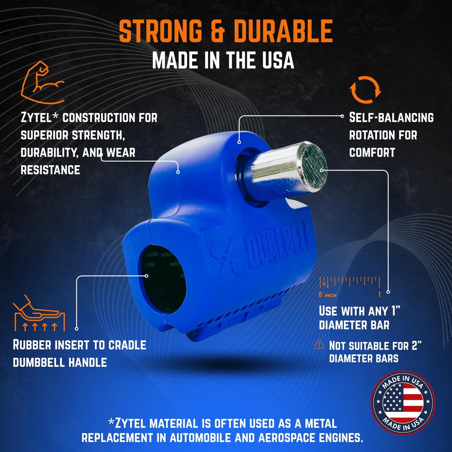 DUALBELL Dumbbell Barbell Adapters, Blue w/Yellow Weight Collars for 1" Bar, Dumbbell Converters Quickly Connect Dumbbells to Barbell Securely for Home Gym Workouts