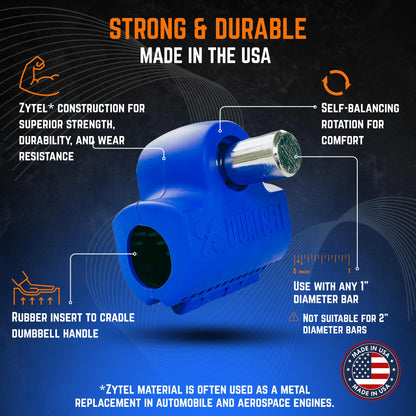 DUALBELL Dumbbell Barbell Adapters, Blue w/Yellow Weight Collars for 1" Bar, Dumbbell Converters Quickly Connect Dumbbells to Barbell Securely for Home Gym Workouts