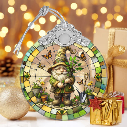 Charming Gnome Stained Glass Ornament - Christmas Tree Decor, Gnome Ornaments for Christmas