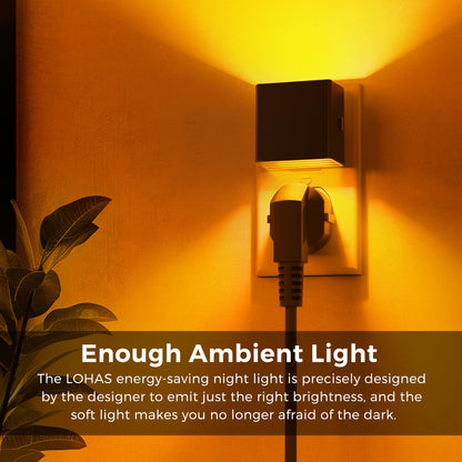 L LOHAS LED Night Lights Plug into Wall,[2-Pack] Plug in Night Light with Dusk to Dawn Sensor,Brightness Adjustable,3000K Warm White,Dimmable Nightlight for Adults Bathroom Hallway Kitchen