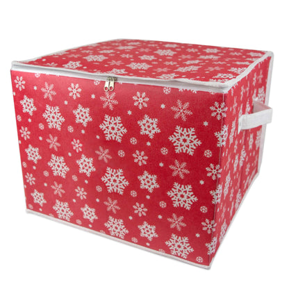 DII Christmas Storage Containers Collection Zippered with Dividers, Ornament; Large, 16x16x13, Snowflakes
