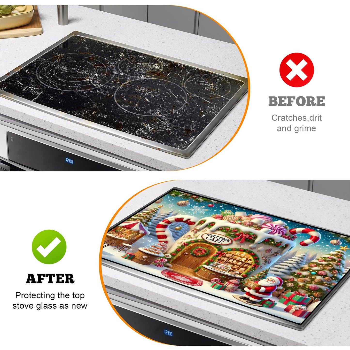 Stove Top Cover for Electric Stove: 28''×20'' Stove Cover Elevate Your Kitchen Reliable Heat Protection,Non-Slip Kitchen Decor (MAI-Z2411224)