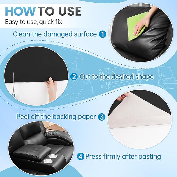 Sgooyir Leather Repair Patch Tape Kit, Vinyl Leather Repair Kit