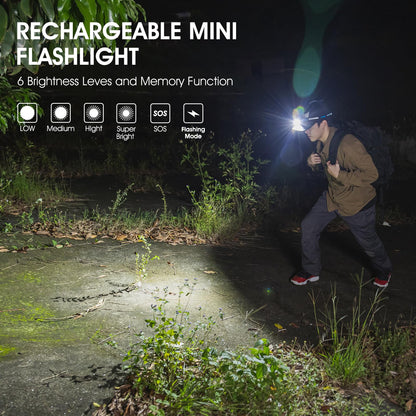 WUBEN E7 1800 Lumen Torch Light with Magnet - Super Bright 6 Modes EDC Flashlight, Typ-C Rechargeable LED Flash Light; IP68 Pocket Flashlight for Headlamp Use, Rescue, Camping