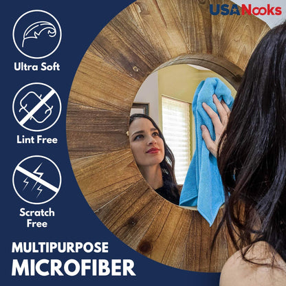 USANOOKS Microfiber Cleaning Cloth Grey - 12 Pcs (12.5"x12.5") - High Performance - 1200 Washes, Ultra Absorbent Microfiber Towel Weave Grime & Liquid for Streak-Free Mirror Shine - Car Washing Cloth