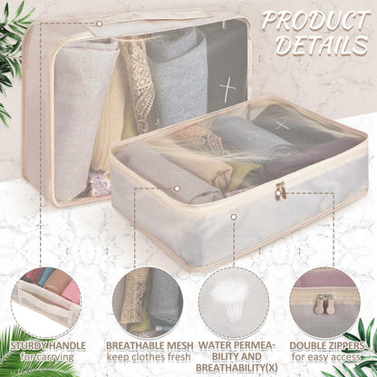 Silkfly 12 Pcs Packing Cubes for Suitcase Travel Luggage Bags Bulk Mesh Organizer Set for Hiking Camping Backpacking Clothes Accessories(Light Khaki, XL, L, M Size)