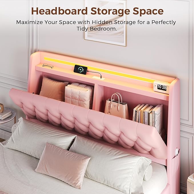 Queen LED Velvet Bed Frame
