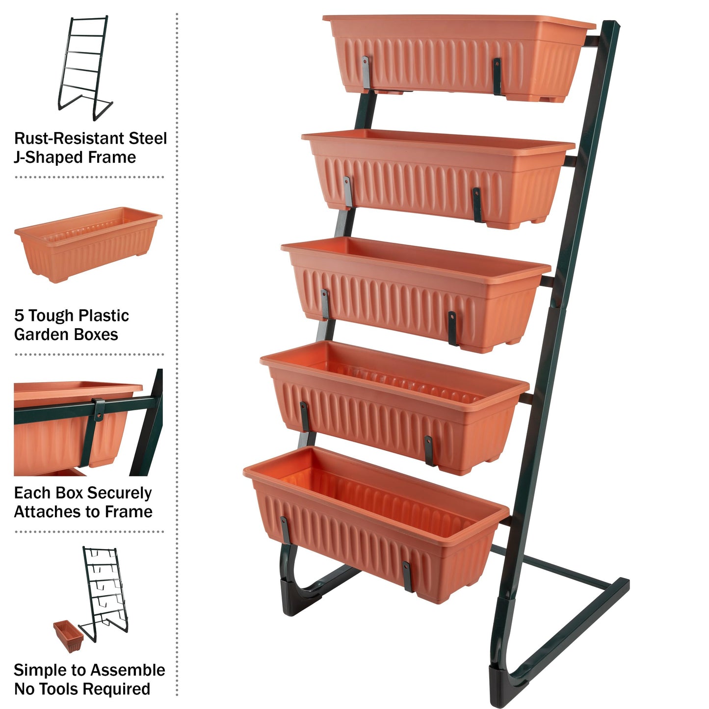 Raised Garden Beds - 5 Tier Vertical Garden Planter - Planters for Outdoor Plants - Gardening and Greenhouse Accessories by Pure Garden (Terracotta)