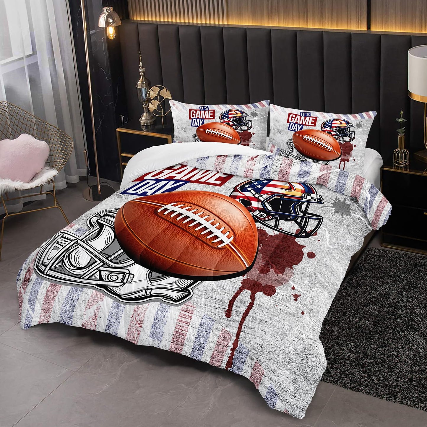 lneffble Twin Size Kids Comforter Sets Boys Football，Sport Themed Twin Size Bedding，with 1 Comforter with 2 Pillow Case