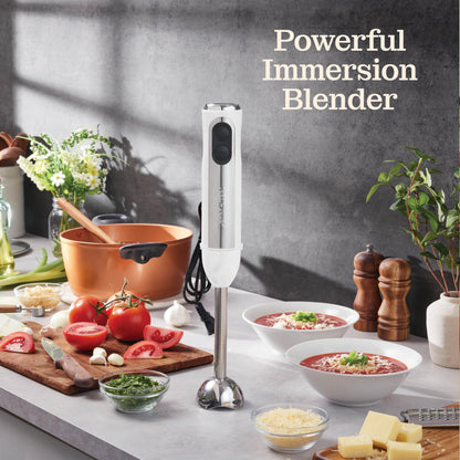 Powerful Immersion Blender, Electric Hand Blender 500 Watt with Turbo Mode, Detachable Base. Handheld Kitchen Gadget Blender Stick for Soup, Smoothie, Puree, Baby Food, 304 Stainless Steel Blades