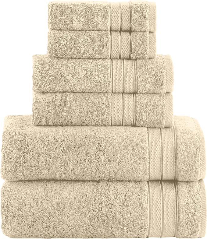 Elegant Comfort Luxury 6-Piece Towel Set, Premium Soft 100% Turkish Cotton