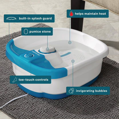 Homedics Bubble Mate Collapsible Foot Spa, Heat-Maintaining, Bubble Massage with Pumice Stone and Splash Guard