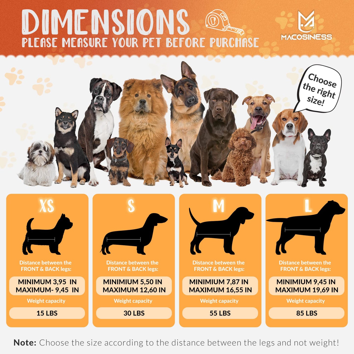 Pet Grooming Hammock for Nail Trimming - Complete Groomers Helper Set for Pet - Dog Grooming Hammock with Hook - Cat Nail Clipper - Dog Hammock for Nail Clipping (L, Orange with black paws)