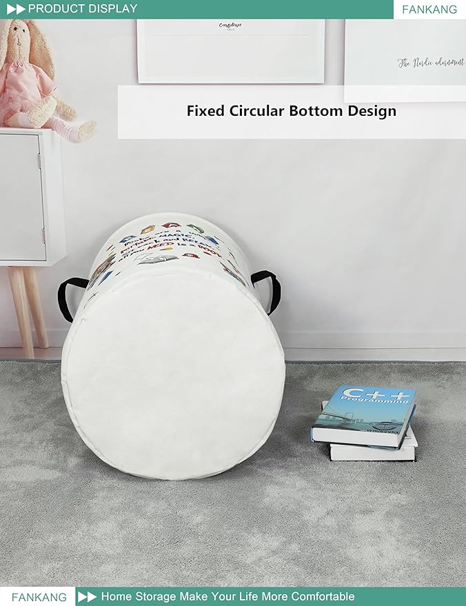 FANKANG Storage Basket, Nursery Hamper Canvas Laundry Basket Foldable
