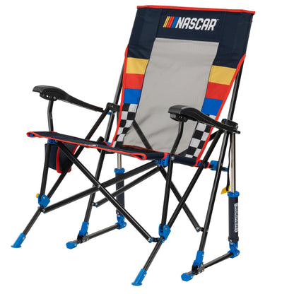 GCI Outdoor NASCAR Roadtrip Rocker Camping & Sideline Sports Chair | Portable Folding Rocking Chair with Durable Armrests & Drink Holder, Black