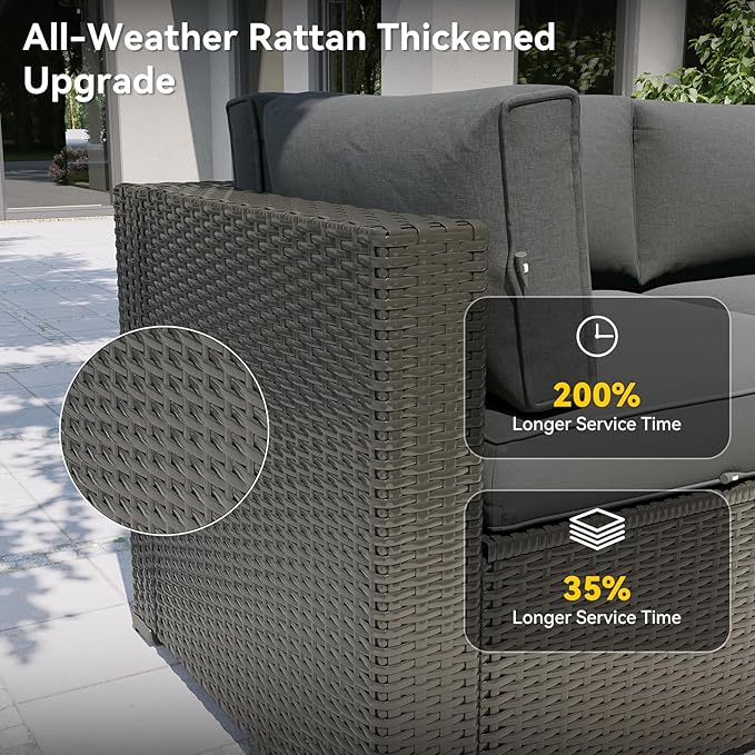 Aoxun Patio Furniture Set, 11 Piece Outdoor Sectional Sofas