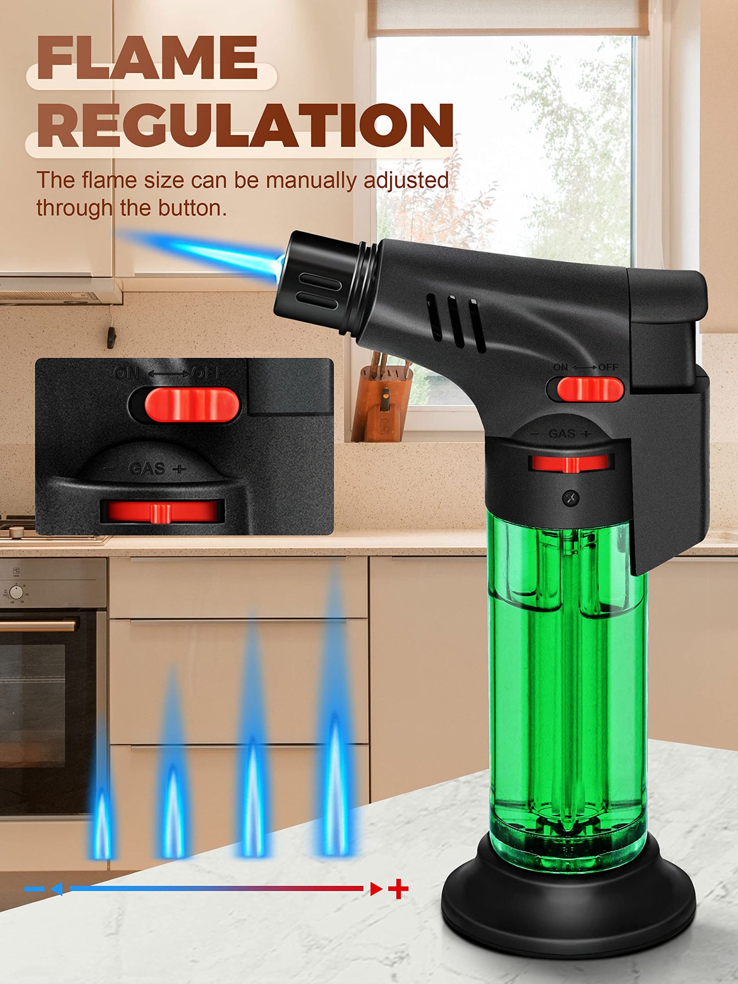 WANBRO 4 Pack of Torch Lighter, Powerful Windproof Jet Flame, Butane Gas Refill, with Safety Lock, Mini Torch Lighters for Candle, Firework (Gas not Included)