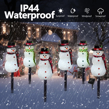 Christmas Pathway Lights Outdoor Decoations, Solar LED Snowman Stake Lights, Waterproof Walkway Landscape Light for Winter Yard, Garden Decor (Cool White, 3 Pack)
