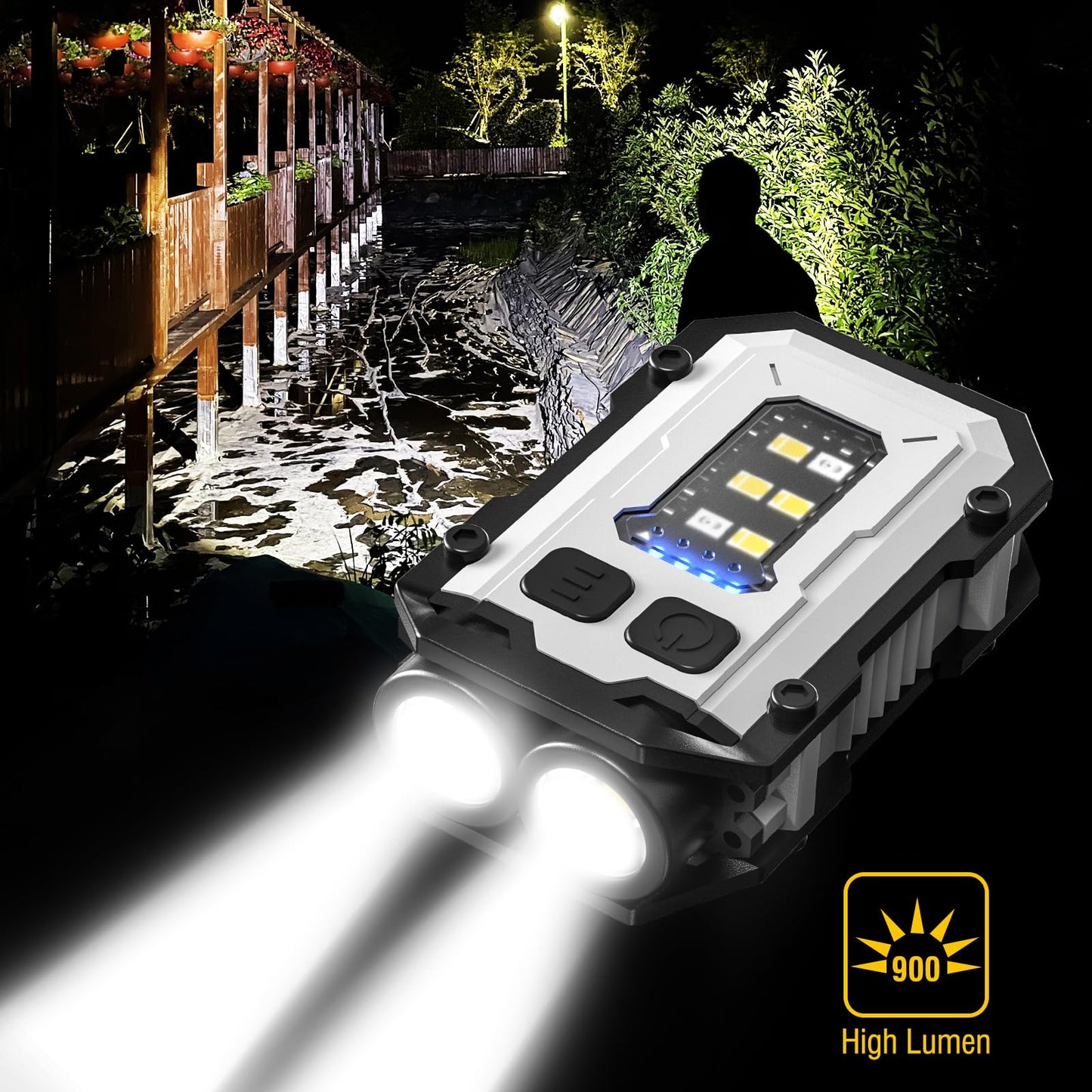NGOKPYD N10 Clip on Torch,Mini Torch Rechargeable Red Blue Flash Light for Safety Lights Warning for Night Walking Dog,Hands Free Small Flashlight Portable LED Work Light Hiking Camping Accessories