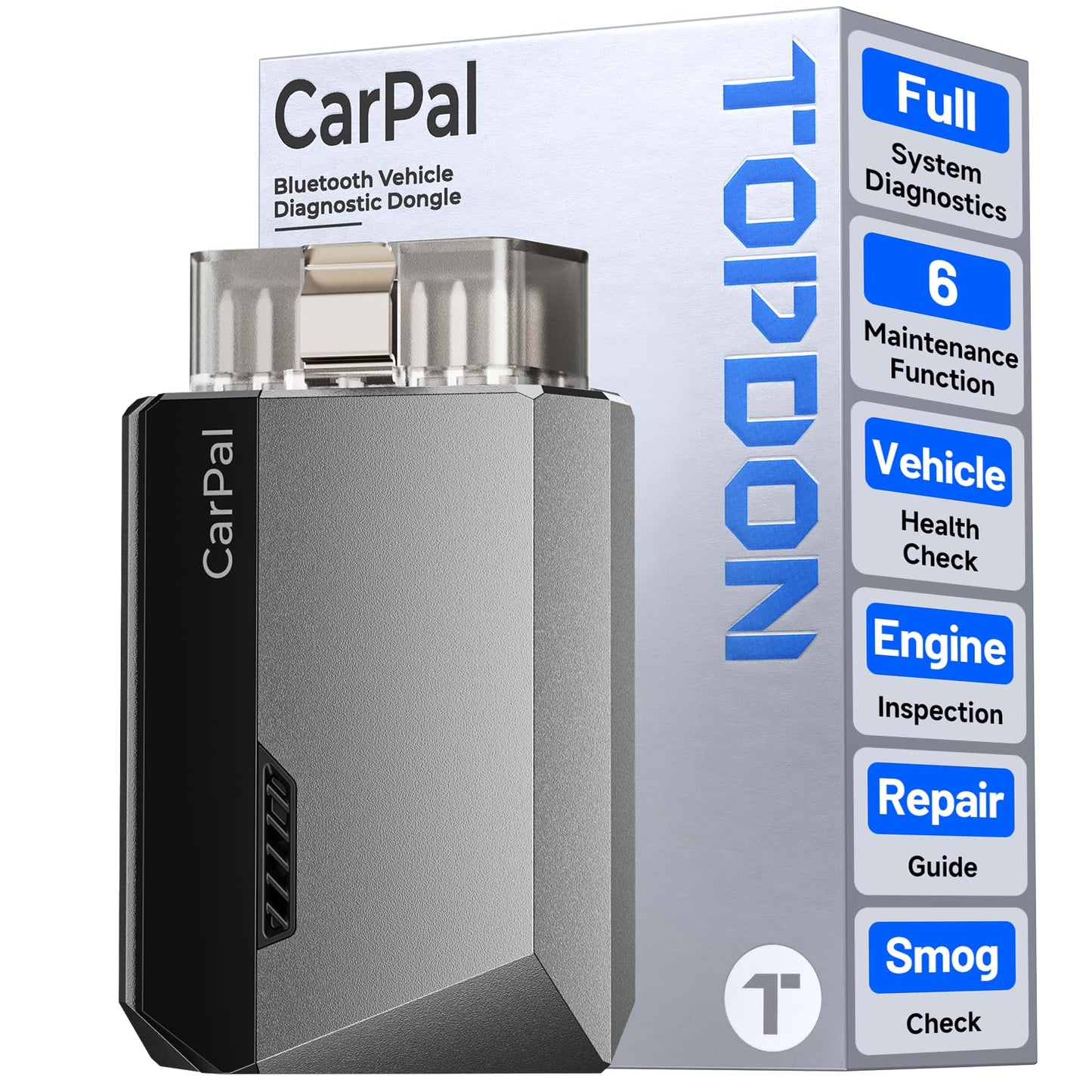 TOPDON Carpal OBD2 Scanner Bluetooth - Scanner for Car, All System Diagnostic Tool for iOS & Android, Vehicle Health Check, 6 Maintenance Services, Smog Check, Repair Guide, Performance Test-Black