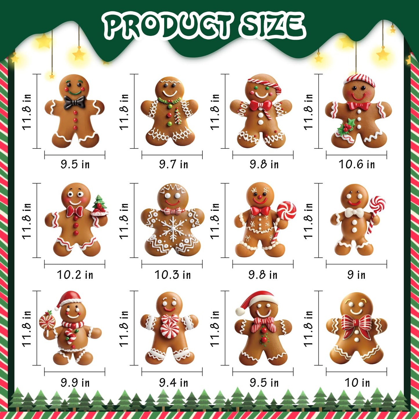 12 Pcs Christmas Gingerbread Man Yard Signs with Stakes - Xmas Gingerbread Yard Stakes Lawn Signs for Christmas Holiday Pathway Garden Patio Party Favors