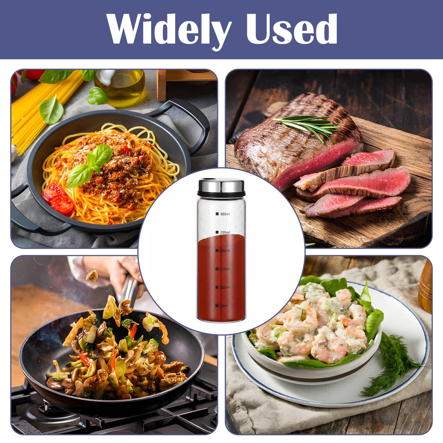 Kifmurase 4Pcs Salt Pepper Shakers with Adjustable Outlet Holes, 4 Sizes Clear Glass Shaker Bottles, Salt Shakers for Kitchen, Spice Seasoning Cans for Kitchen Decor Home Restaurant BBQ Camping