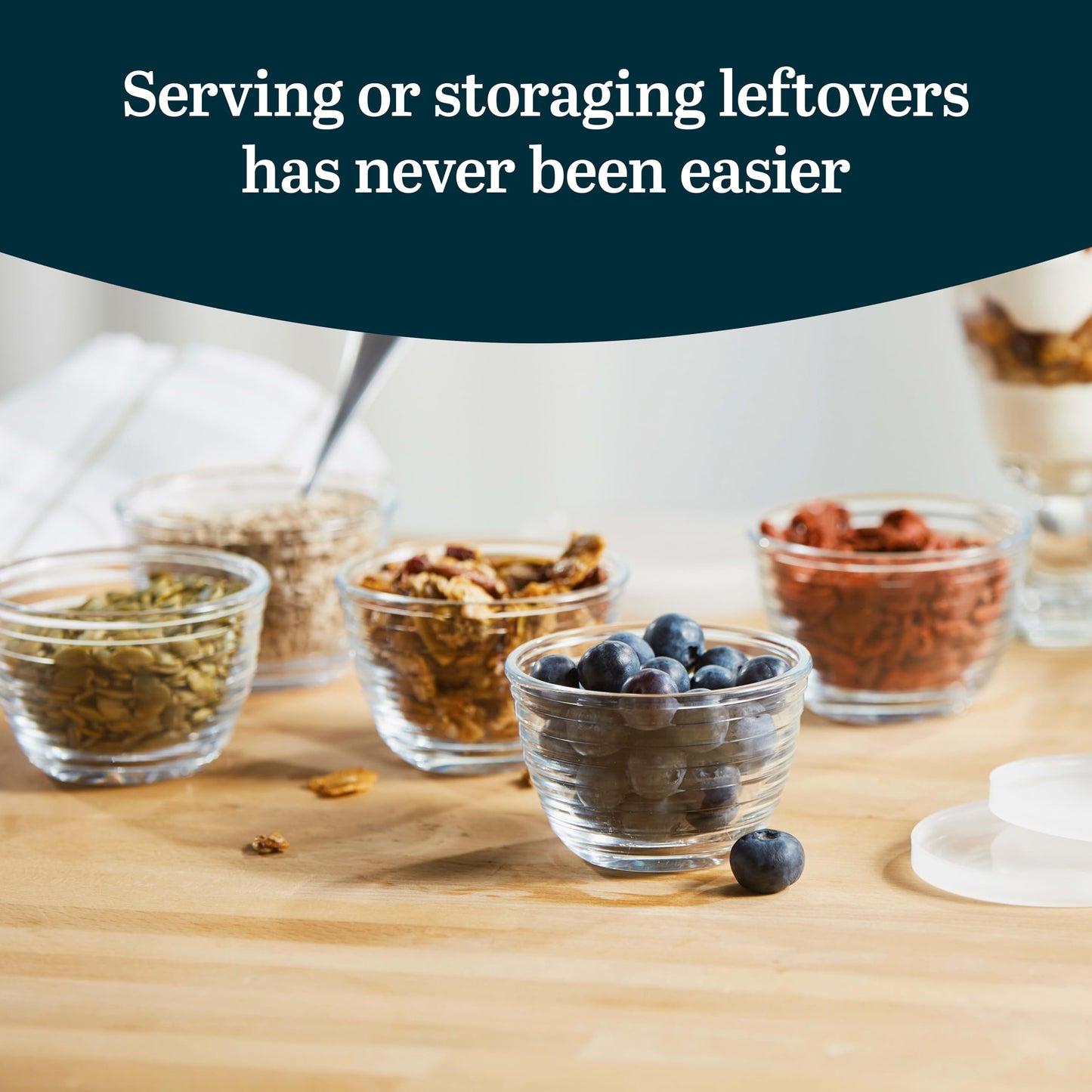 Libbey Small Glass Prep Bowls with Lids, Set of 8, 6.25 oz Small Bowls- Ideal for Leftovers, Meal Prep & Dips, Durable & Dishwasher Safe