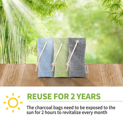 CLEVAST Bamboo Charcoal Air Purifying Bags (6×75g), Removes Odors and Moisture, Nature Fresh Air Purifier Bags, Deodorizer Eliminator, Purifier for Closet, Shoe, Large Room, Car Air freshener
