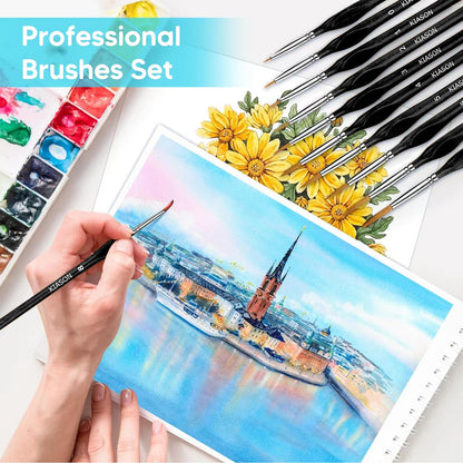 10PC Miniature Paint Brush for Fine Detailing,Small Painting Brushes Set for Art, Crafts, Acrylic, Watercolor, Oil, Model, Face, 40k & Paint by Number, Figurine (Black)