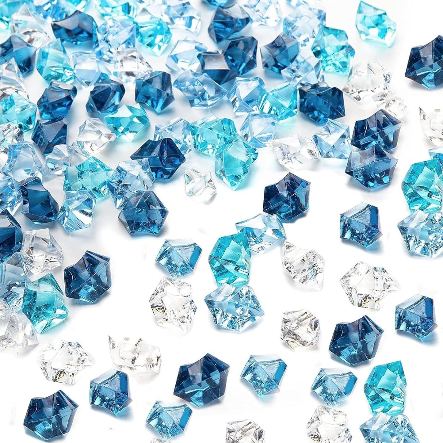 DomeStar 1050PCS 0.4 x 0.6inch Small Mixed Blue Fake Ice Rocks Vase Fillers, Aquarium Gravels Small Stones for Fish Tanks Decorations Home Table Scatter