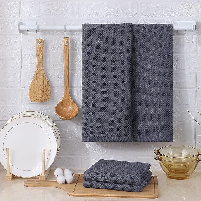 Kitinjoy 100% Cotton Waffle Weave Kitchen Towels, Kitchen Hand Towels, 13 in x