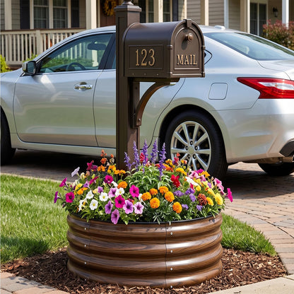 SnugNiture 3 Pcs 2x2x1ft Round Galvanized Raised Garden Bed Kit Outdoor, Metal Planter Box for Planting Plants Vegetables, Brown