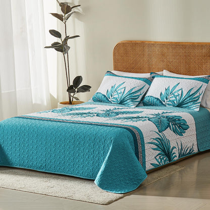 OARAGE Quilt Bedding Set, Blue Queen Comforter Set, Full Size Bedding Comforter Sets, Soft Lightweight Bedspread, Ultrasonic Microfiber Bed Coverlet for All Season (1 Quilt,2 Sham)