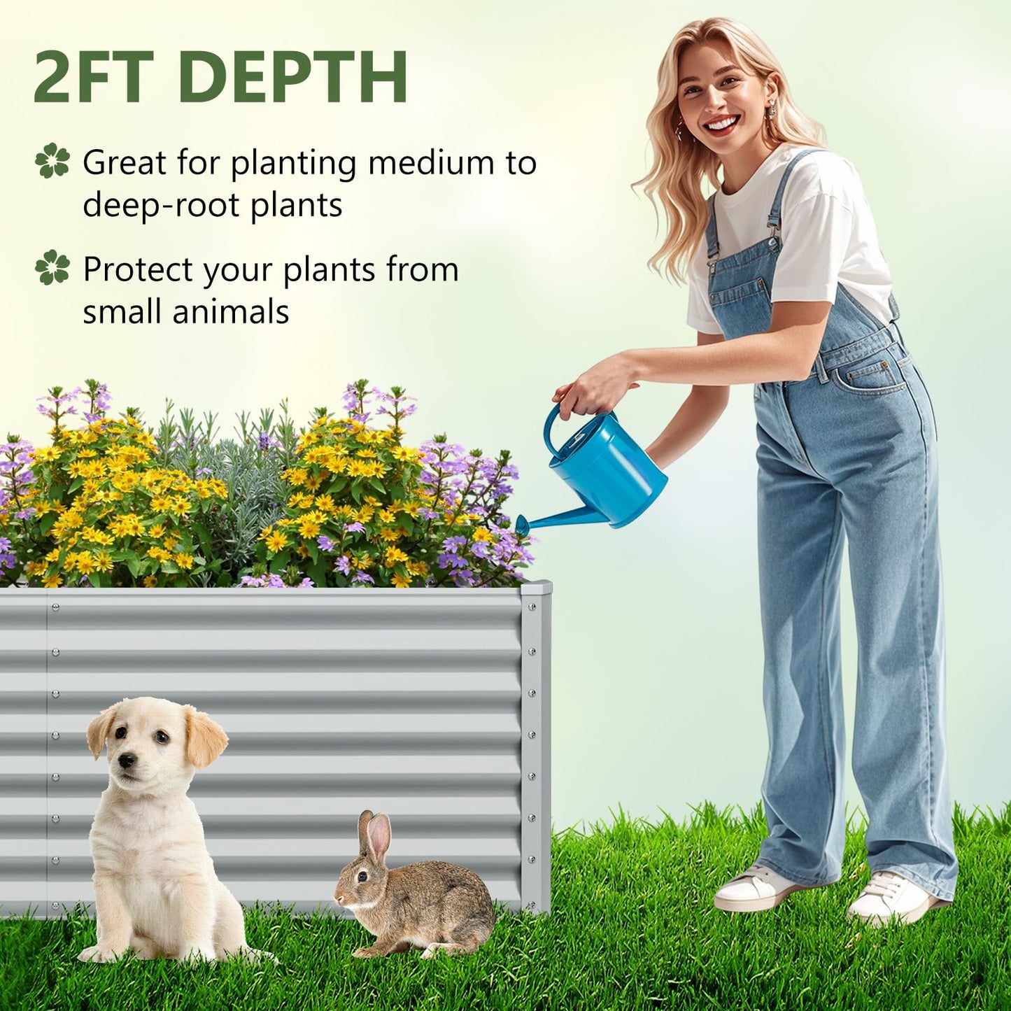 Giantex 6x3x2ft Raised Garden Bed, Large Metal Elevated Rectangular Planter Bed, 271 Gallon Capacity, Outdoor Planting Garden Box for Vegetable Flower Herb Grow (Grey)
