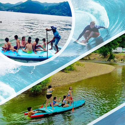 Freein 14’ Inflatable Team SUP, Extra Large Stand Up Paddle Board for Multi Person, Dual-Action Hand Pump, Adjustable Paddle, Complete Kit