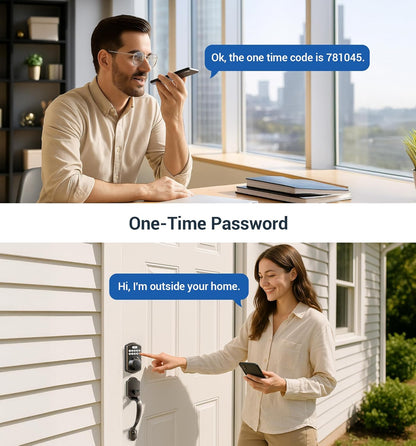 Veise Fingerprint Door Lock Set, Keyless Entry Door Lock, Front Handle Set, Electronic Keypad Deadbolt with Lever Handle, 2 Keys, Auto-Locking, One-time Codes, Easy to Install, Oil Rubbed Bronze