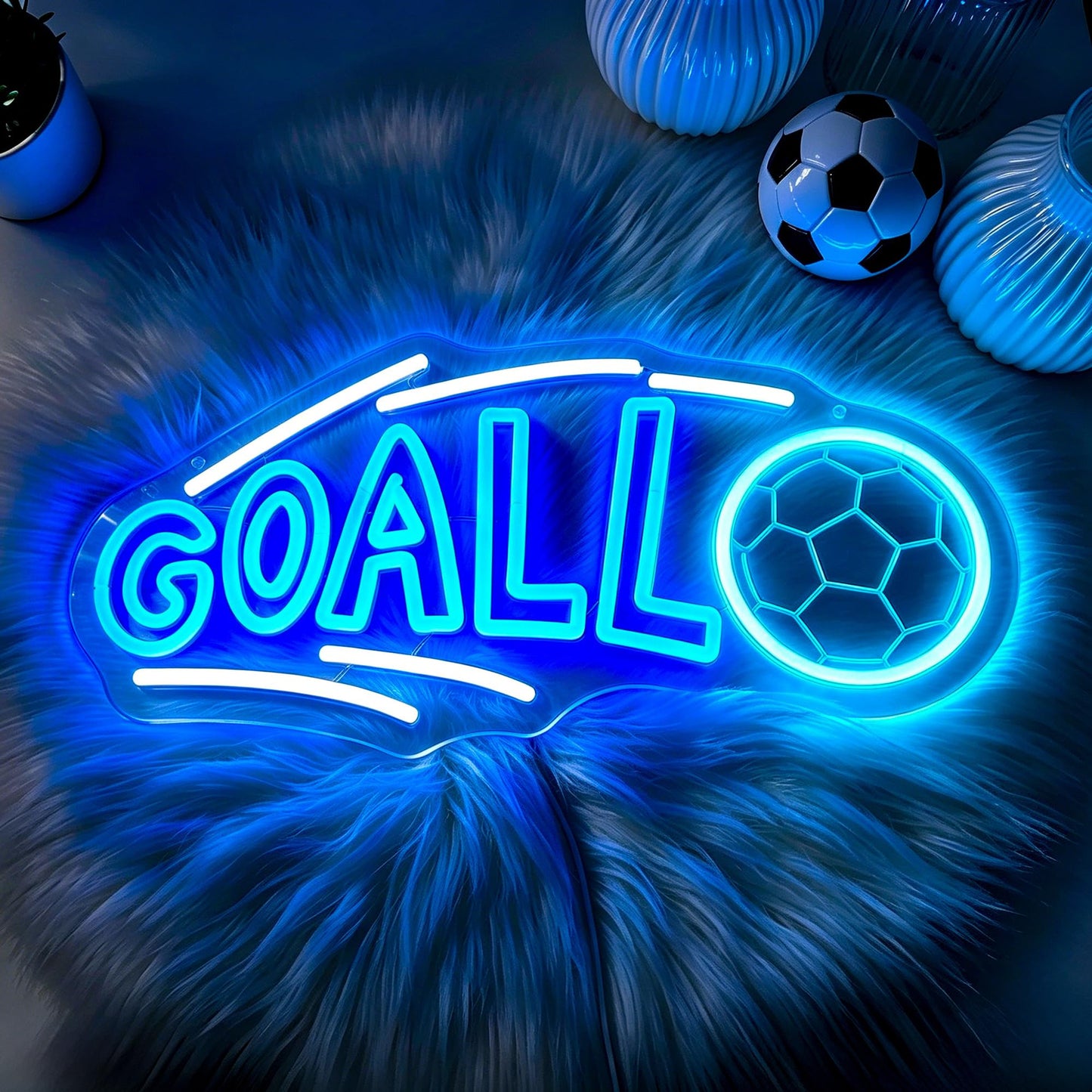 Gdbkabf Soccer Neon Sign, Goal Neon Signs for Wall Decor - Dimmable Football LED Signs for Fans, Sports Themed, Bedroom, Man Cave, Gaming Room, Home Decor - USB Powered Light Up Sign Decorations Gift