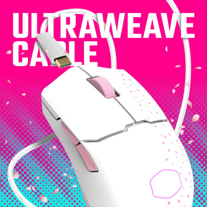 Cooler Master MM712 Wireless Gaming Mouse Black with Adjustable 19,000 DPI, 2.4GHz and Bluetooth , Ultraweave Cable, PTFE Feet, RGB Lighting and MasterPlus+ Software