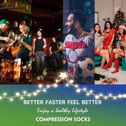 cerpite Christmas Compression Socks for Women & Men Circulation 6 Pairs Compression Socks 20-30 mmhg Best for Running,Nurse,Travel