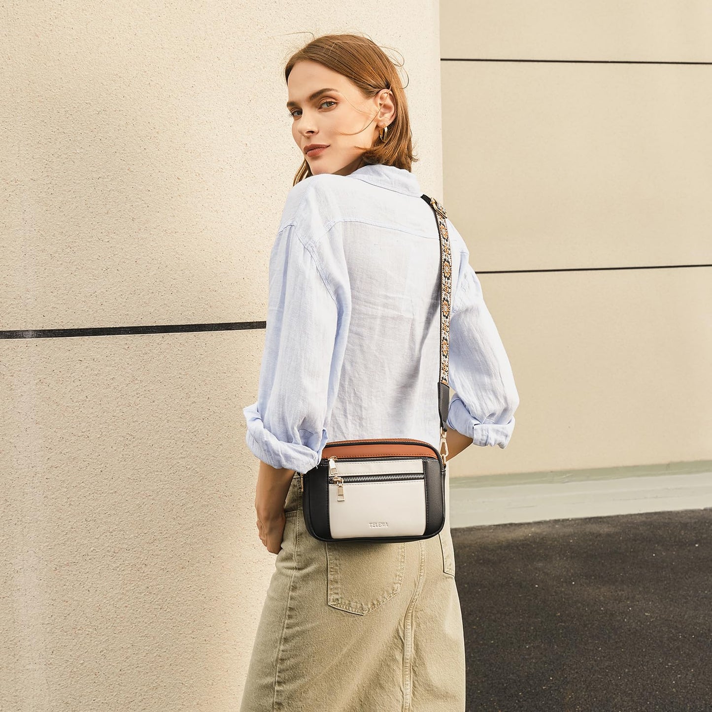 Telena Small Crossbody Bags For Women Vegan Leather Crossbody Purse With Adjustable Wide Strap For Daily Life