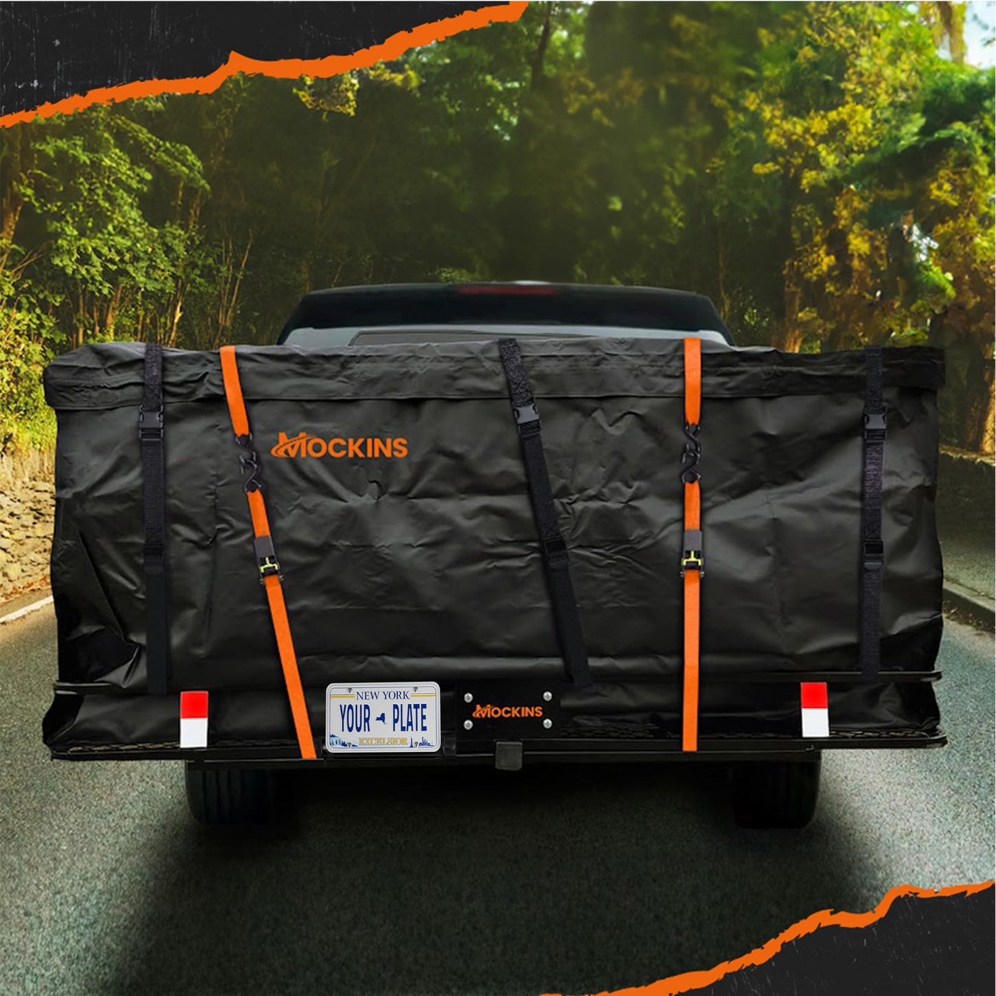 Mockins Folding Luggage Rack for SUV Car Truck ATV & More | 500 lb. Capacity XXL Steel Trailer Hitch Cargo Carrier 70"x30"x6" with Cargo Hitch Carrier Rack Accessories