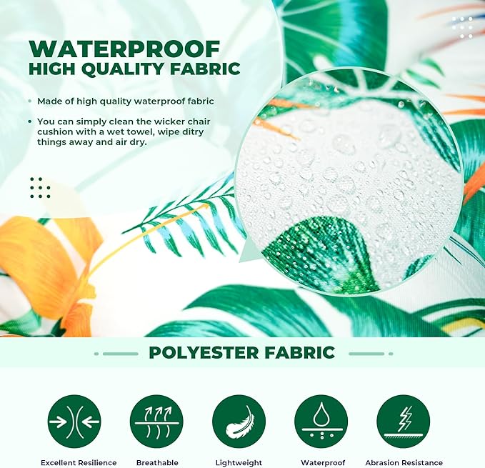 DANGHOOGY Wicker Chair Cushions, Waterproof Outdoor Loveseat Cushions
