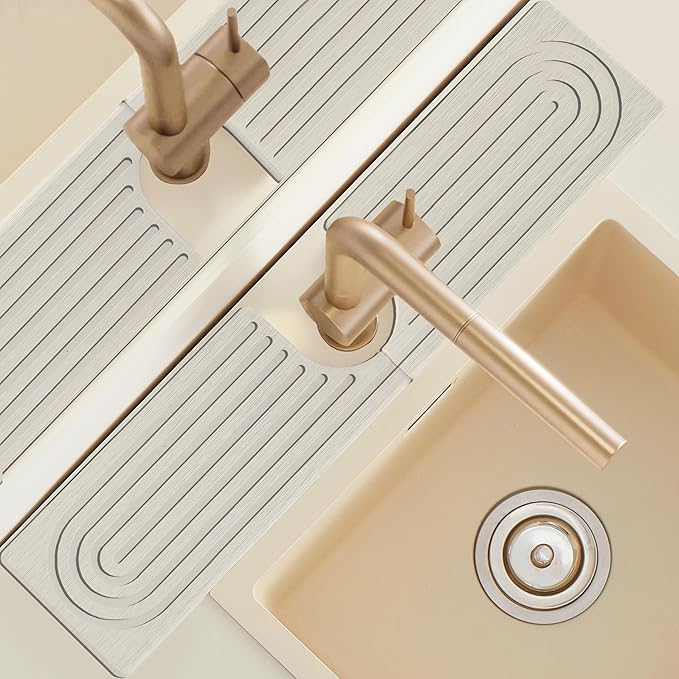 New Version Super Absorbent Faucet Mat, Kitchen Sink Dish Drying Stone Tray