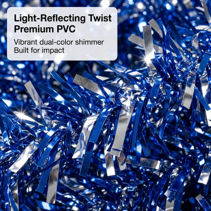 Anderson's Metallic Blue & Silver Tinsel Twist Garland, 25ft Holiday Decoration, Christmas Tree Trim, Parade Float Decor, Party Supplies, Halloween, Graduation, Indoor Outdoor Event Garland
