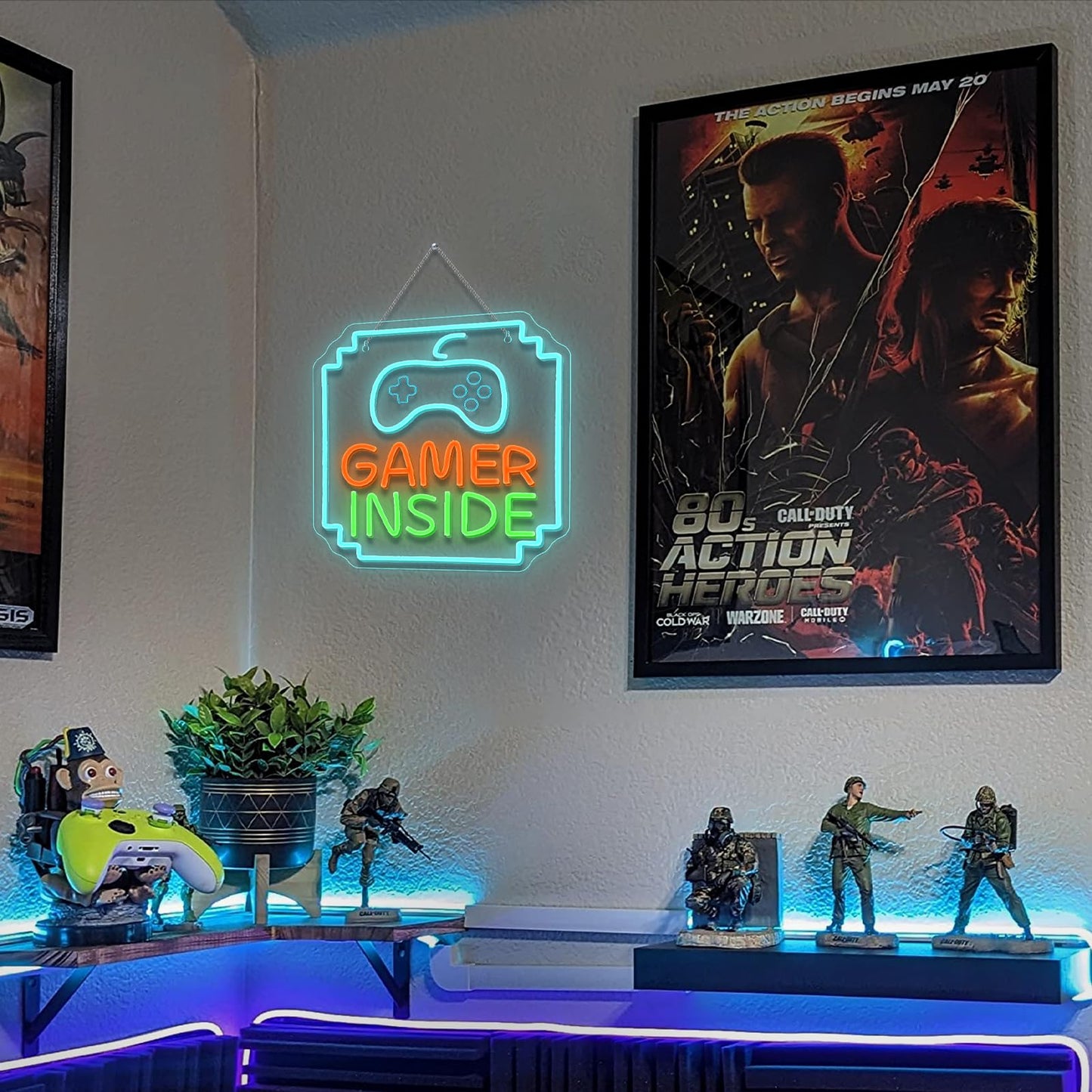 VVYXX Gamer Inside Neon Sign Game Controller LED Sign for Gaming Room Decor Best Gamer Gifts for Boys Kids Game Neon Sign for Teen Boy Room Decor