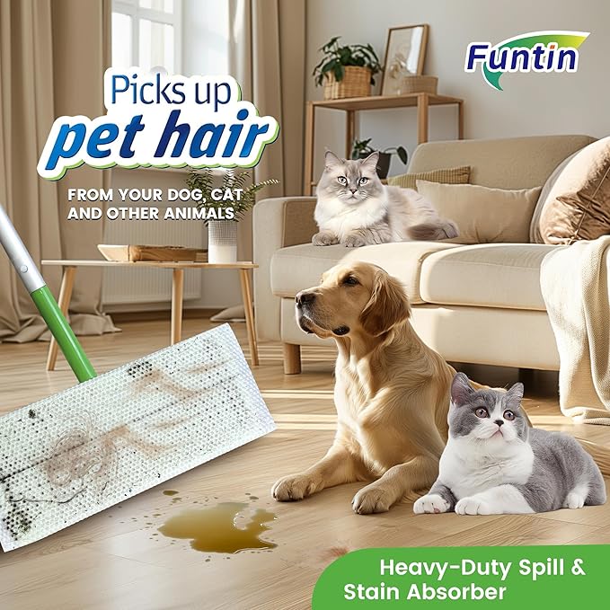 Funtin Thickened Mop Pads for Swiffer Sweeper, Unscented Disposable Mopping