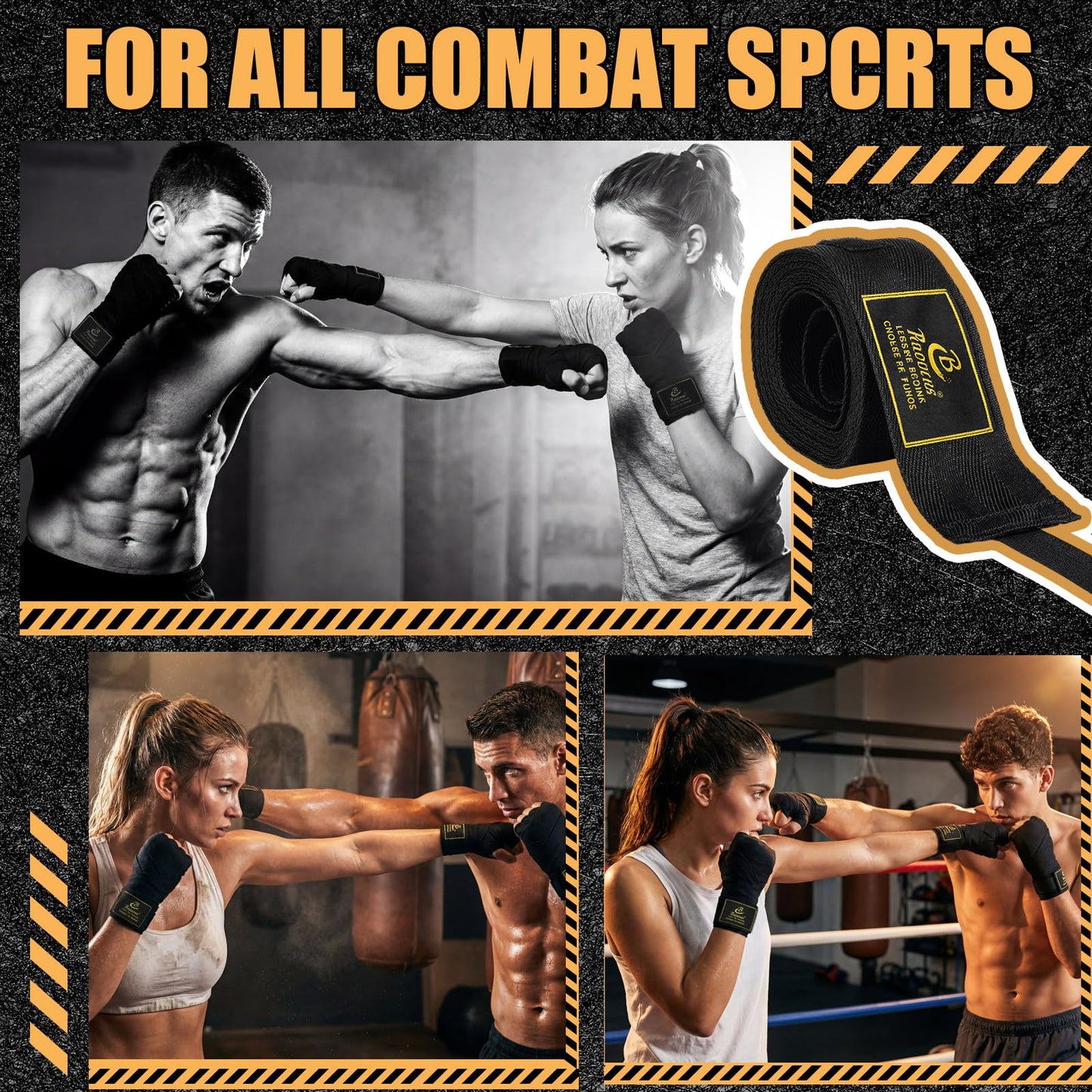 Gemscream 4 Pcs Boxing Hand Wraps 196 Inches/ 5 M Wrist Wrap Protection for Men Women Boxing Muay Thai MMA Kickboxing