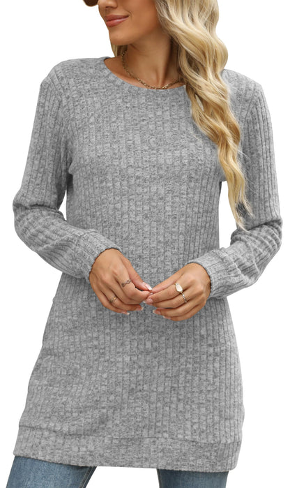 Sweaters for Women Long Sleeve Crewneck Sweatshirt Loose Casual Tunic Tops