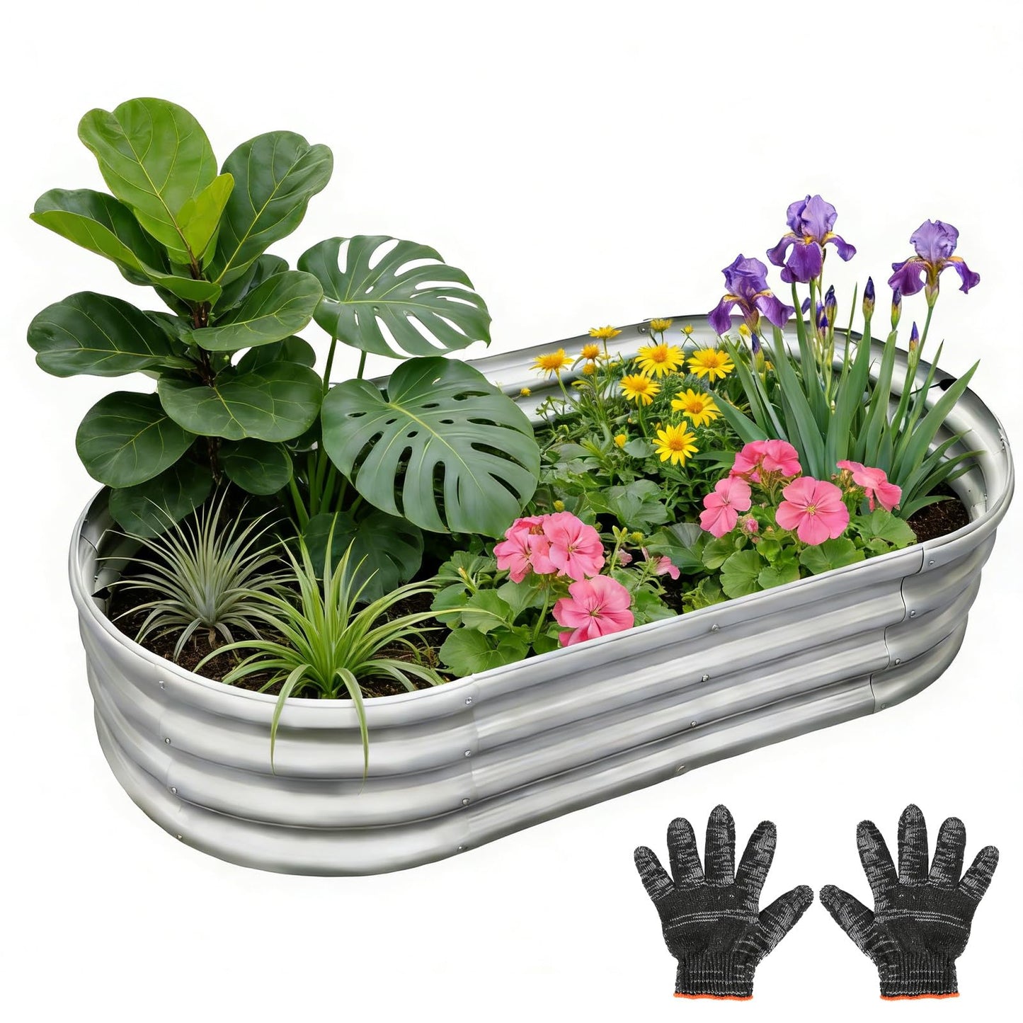 Gardeal Garden 6x3x1ft Galvanized Raised Garden Bed Kit - Metal Planter Boxes for Vegetables/Herbs/Flowers, Heavy-Duty Steel Outdoor Garden Box with Reinforced Edges(6X3X1FT)