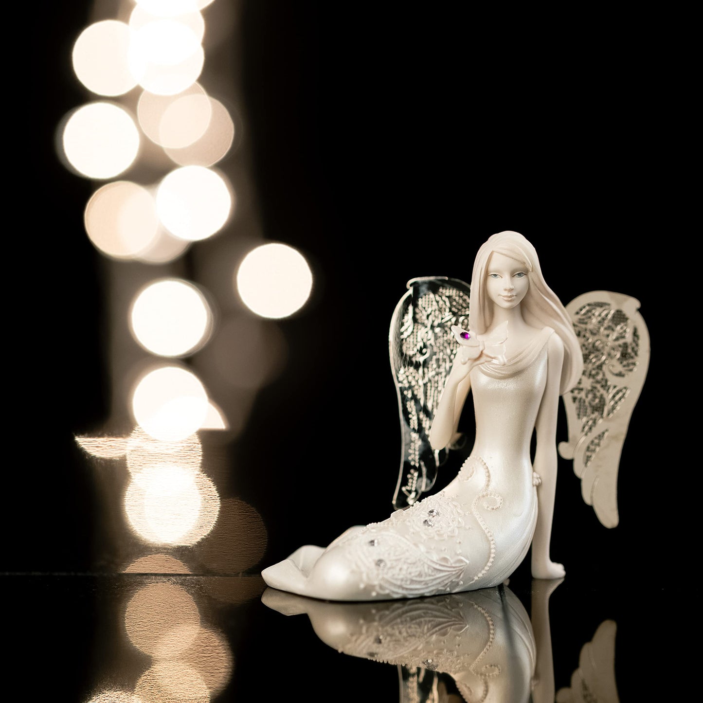 Little Things Mean A Lot February Monthly Angel Figurine, 3-1/2-Inch, Includes Gemstone on Butterfly
